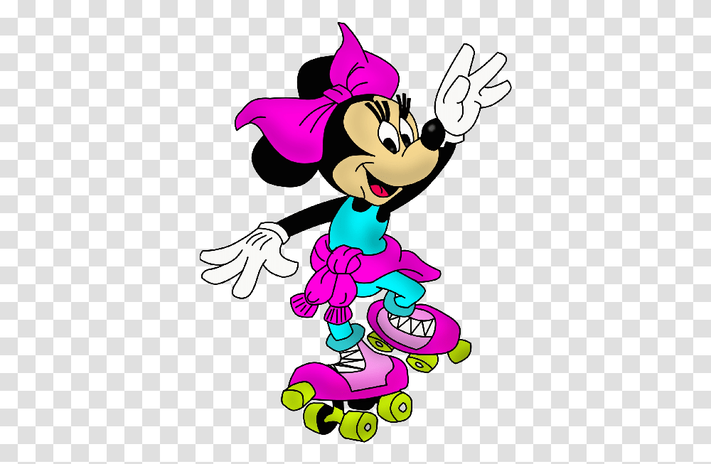 Mickey Clipart Animated Minnie Mouse On Skates, Performer, Floral Design, Pattern Transparent Png