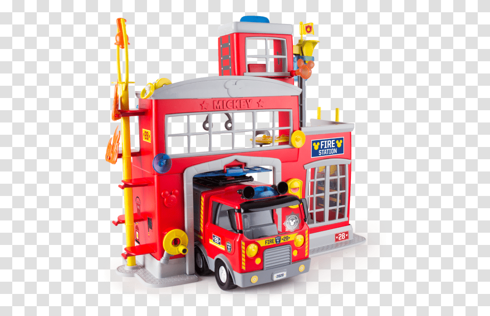 Mickey Emergency Fire Truck Statie De Pompieri, Vehicle, Transportation, Wheel, Machine Transparent Png