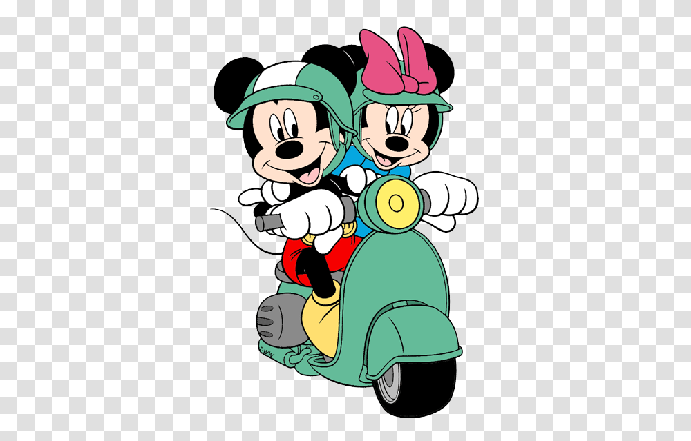 Mickey Minnie Enjoying Their Ride On Their Motor Scooter My, Outdoors, Drawing Transparent Png
