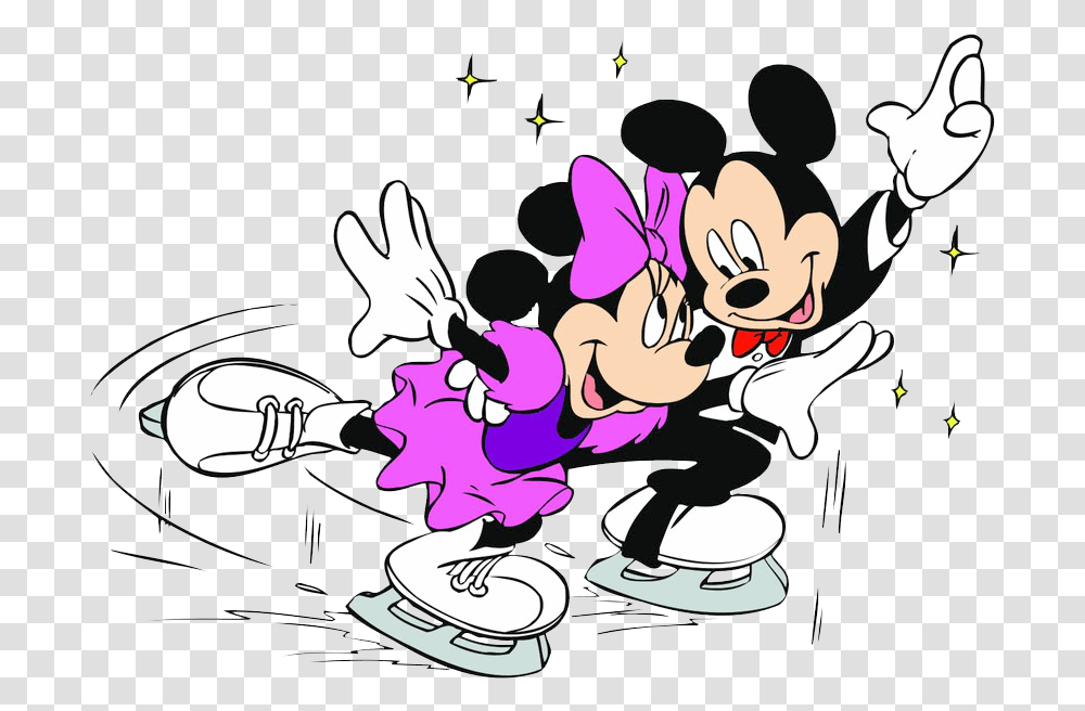 Mickey Minnie Sports Clipart Mickey Mouse And Minnie Mouse Ice Skating, Washing, Performer, Advertisement Transparent Png