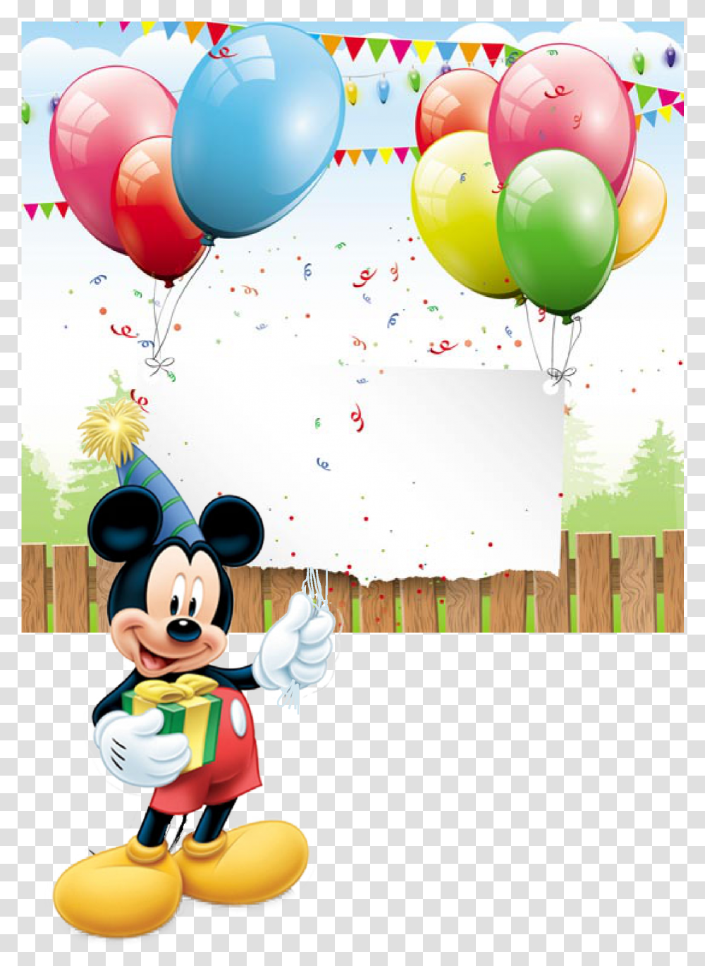 Mickey Mouse And Balloons, Paper, Confetti Transparent Png