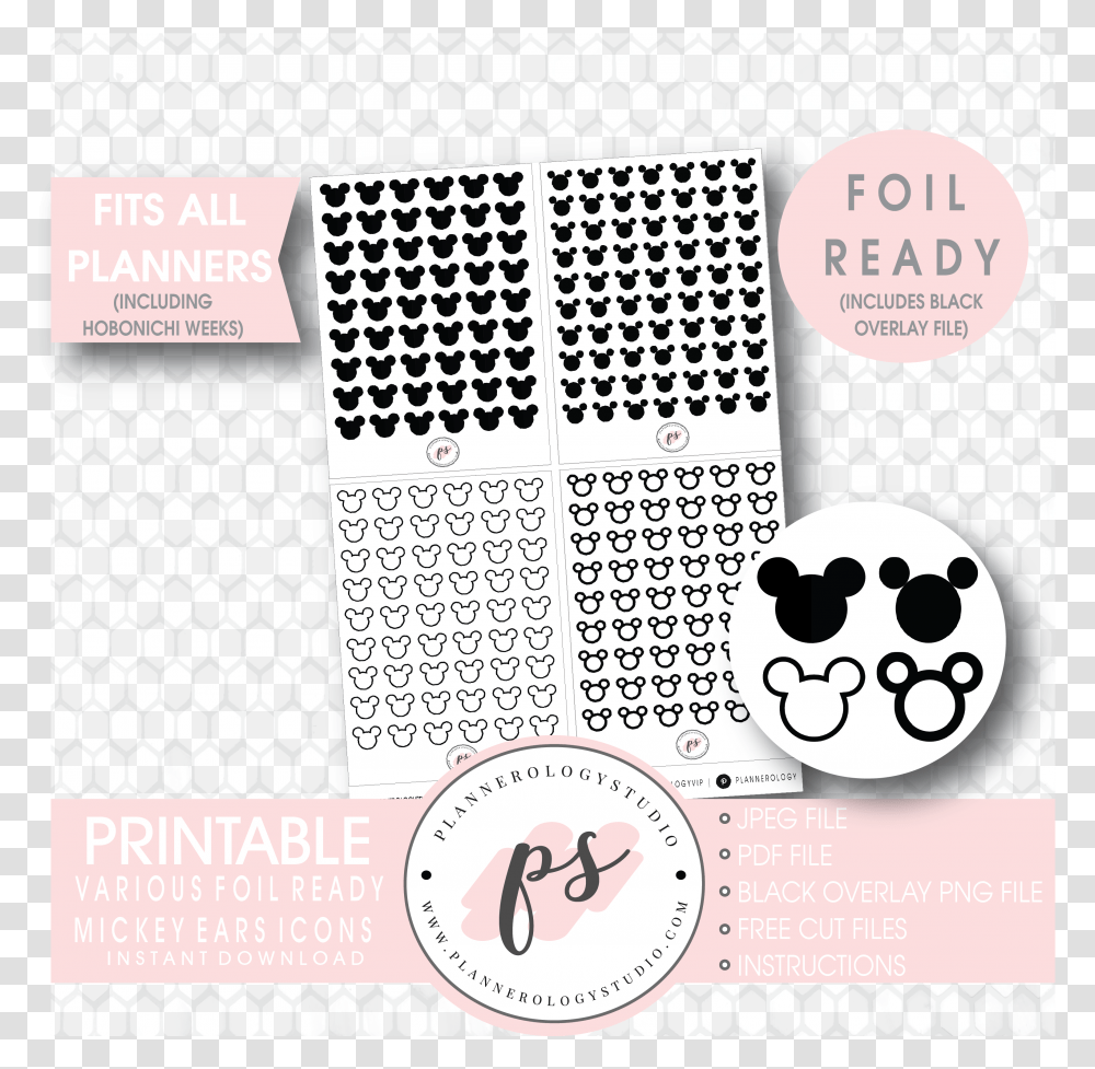 Mickey Mouse Ears Sticker Planner Free Printable Mickey Mouse, Flyer, Poster, Paper, Advertisement Transparent Png