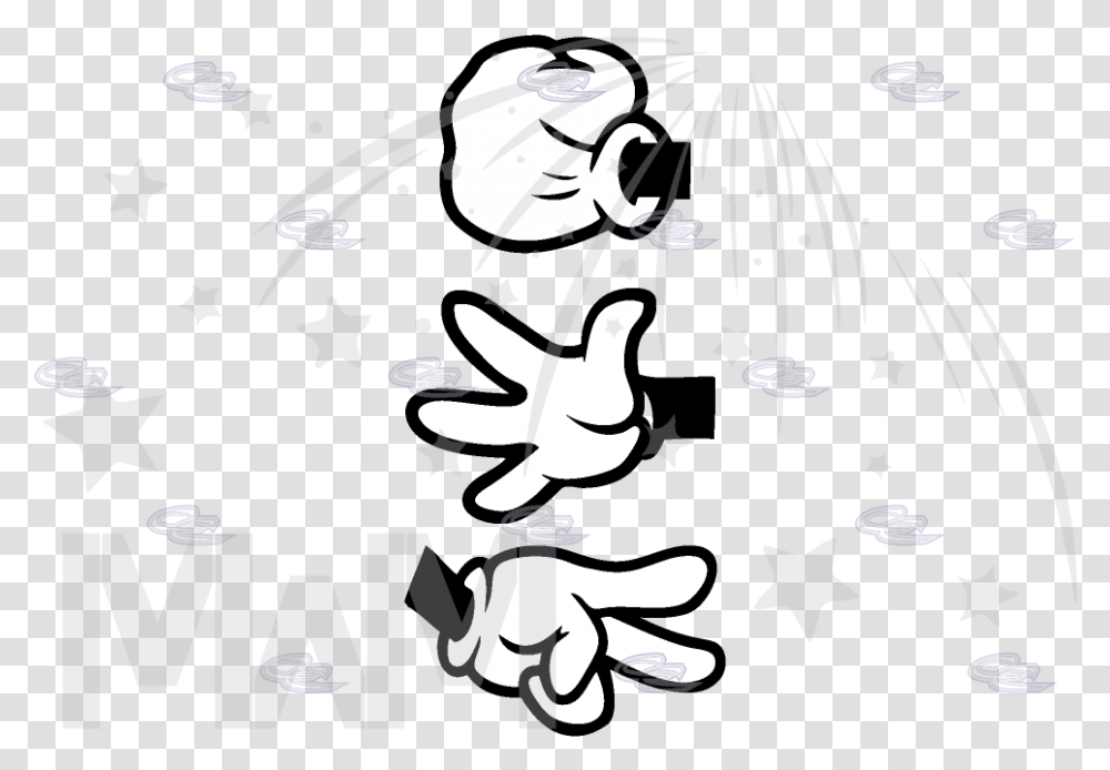 Mickey Mouse Hand Clipart Black And White Download Mickey Rock Paper Scissors, Helmet, Apparel, Poster Transparent Png