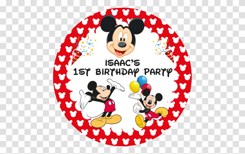 Mickey Mouse Party Box Stickers Mickey Mouse Sticker For 1st Birthday, Label, Text, Disk, Logo Transparent Png