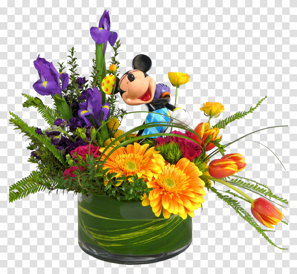 Mickey Mouse Tropical Flower Arrangement Mickey Mouse Floral Birthday Arrangement, Plant, Ikebana, Vase Transparent Png