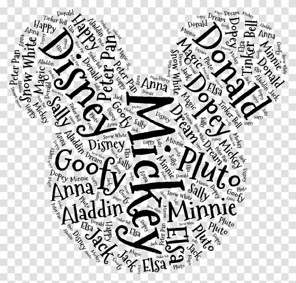 Mickey Mouse Word Cloud, Gray, World Of Warcraft, Outdoors Transparent Png
