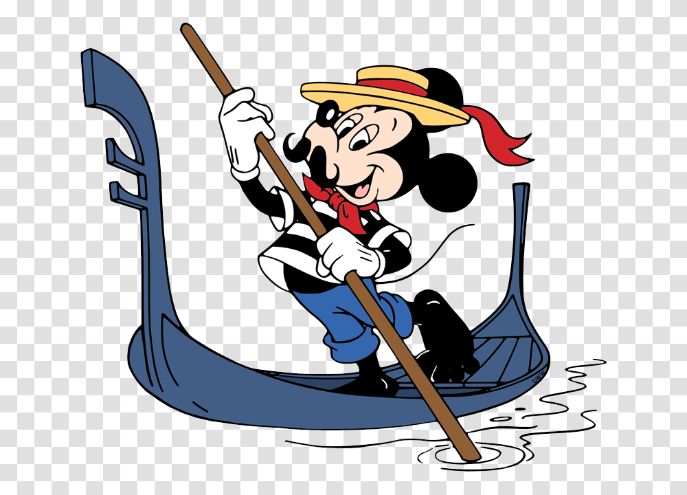 Mickey On A Gondola Mickey Mouse Italy Coloring Pages, Boat, Vehicle, Transportation, Hat Transparent Png
