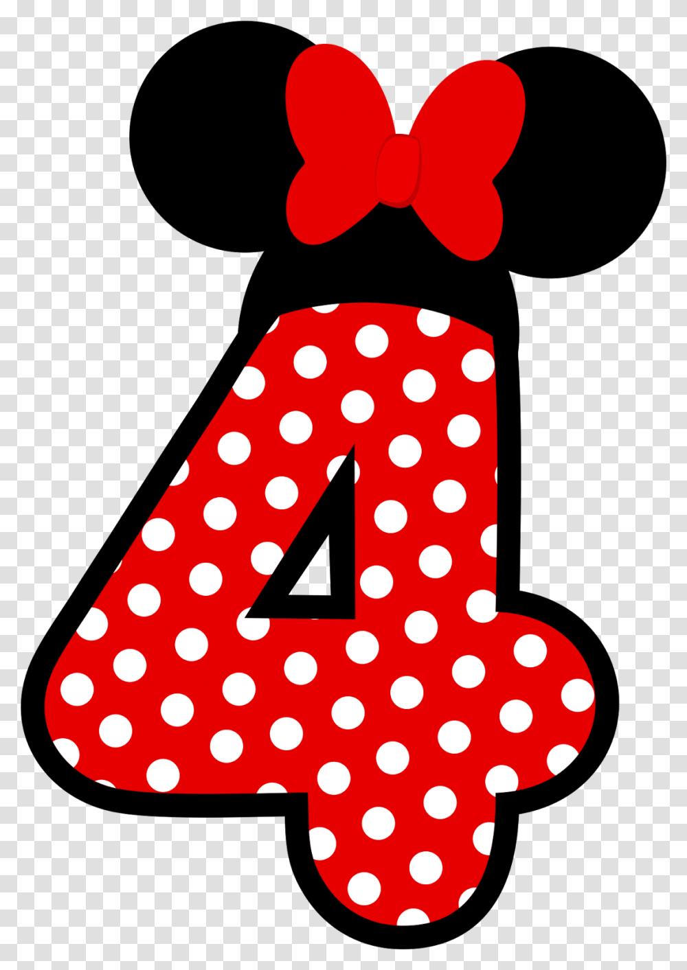Mickey Party Mickey Minnie Mouse Mickey Mouse Birthday Numero 4 Da Minnie Vermelha, Number, Texture Transparent Png