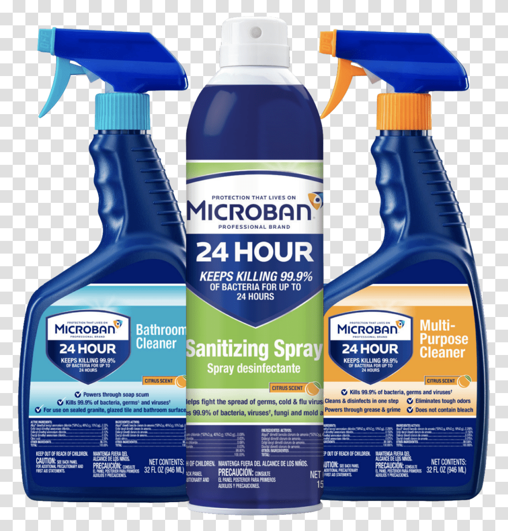 Microban 24 Hour Sanitizers Microban Multi Surface Cleaner, Tin, Can, Spray Can, Label Transparent Png