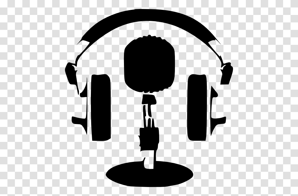 Microphone Clip Art Black And White, Electronics, Headphones, Headset, Stencil Transparent Png