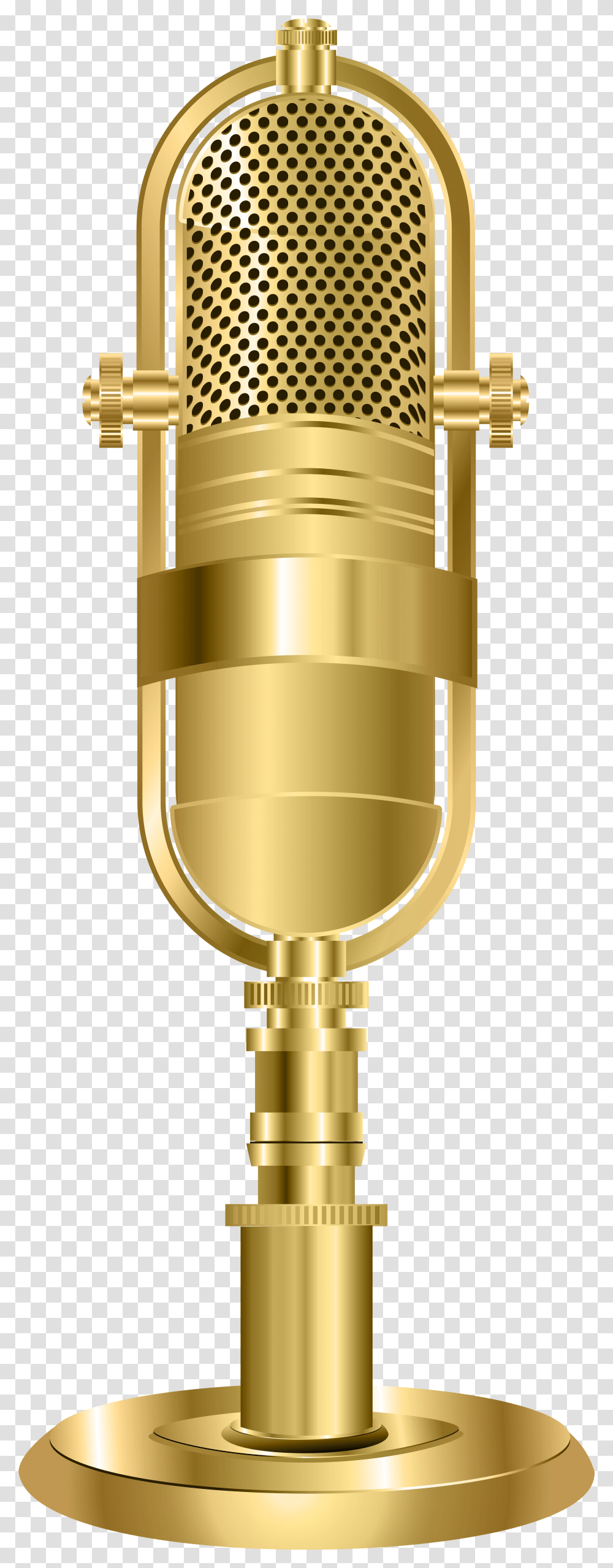 Microphone Clipart Recording Studio Mic Background Gold Microphone, Lamp, Weapon, Weaponry, Ammunition Transparent Png