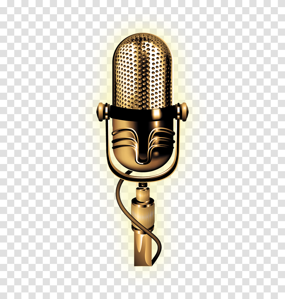 Microphone Gold Microphone Cartoon Jingfm Gold Microphone, Electrical Device, Lamp Transparent Png