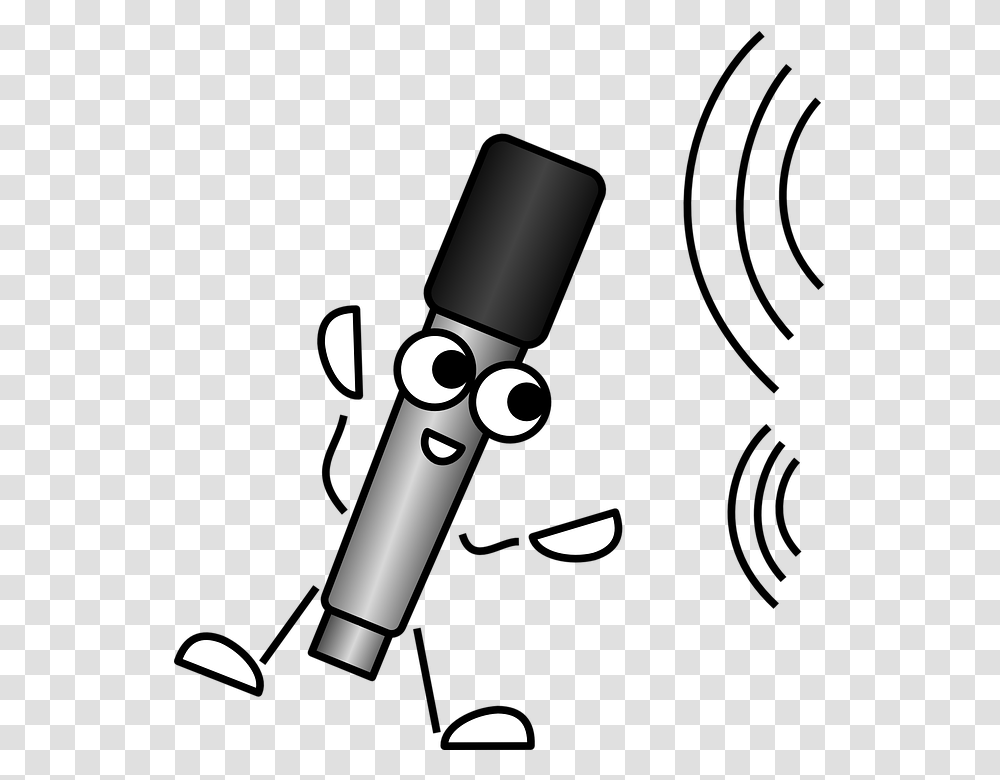 Microphone Sound Waves Listening Comic Funny Mike Clipart, Flashlight, Lamp, Electrical Device Transparent Png