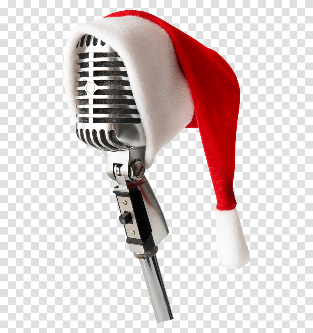 Microphone With Christmas Hat, Electrical Device, Person, Human Transparent Png
