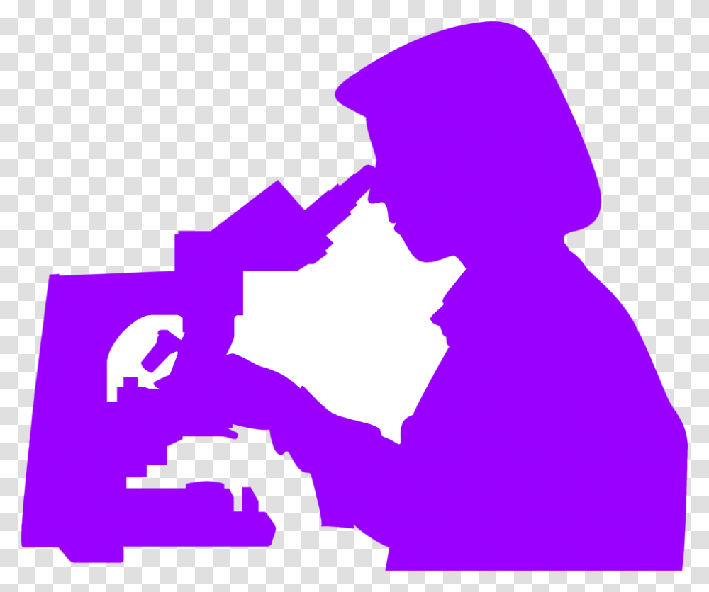 Microscope Clipart Lab Tech Scientist Looking Through Microscope Silhouette, Person, Human, Outdoors Transparent Png