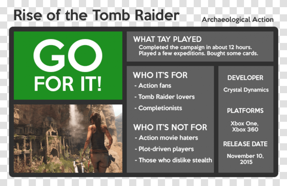 Microsoft Rise Of The Tomb Raider For Xbox One, Person, Poster, Advertisement, Flyer Transparent Png