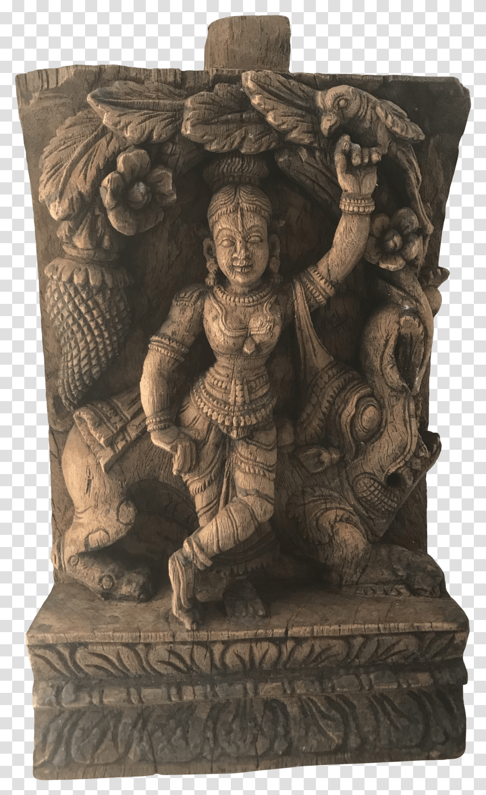 Mid 19th Century Carved Wooden Icon Of Vishnu Goddess Artifact Transparent Png
