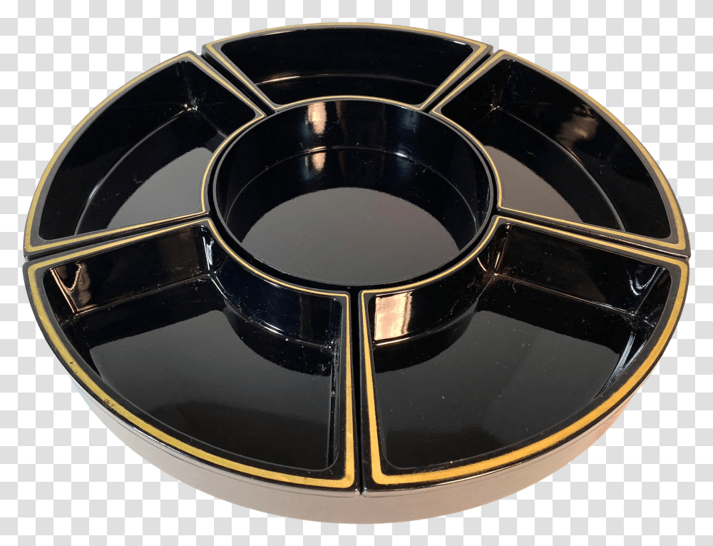Mid Century Modern Asian Style Black Lacquer Lazy Susan W Gold Trim Circle Transparent Png