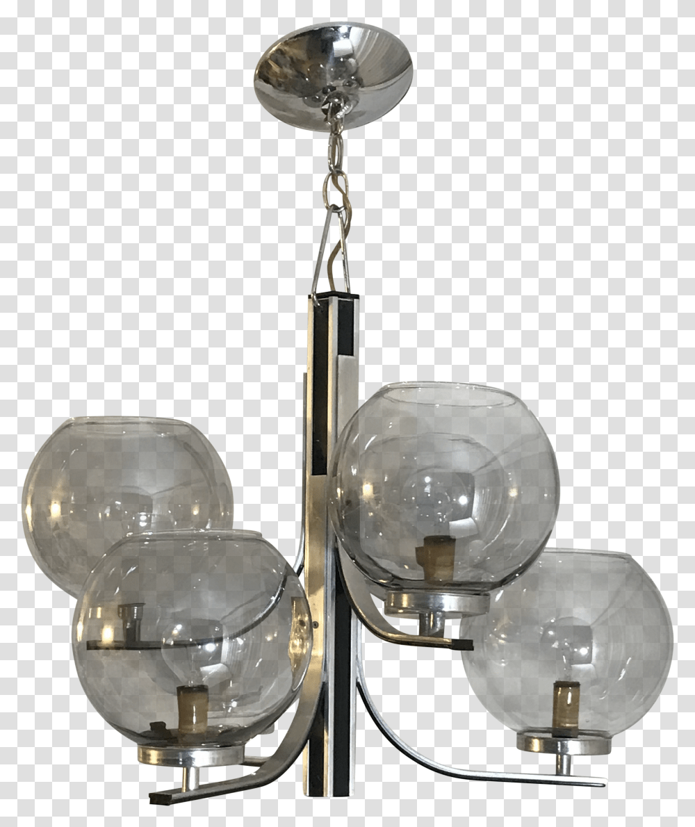 Mid Century Modern Lightolier 6 Smoked Glass Globe Chrome Chandelier Fixture Ceiling, Lighting, Sphere, Light Fixture, Crystal Transparent Png