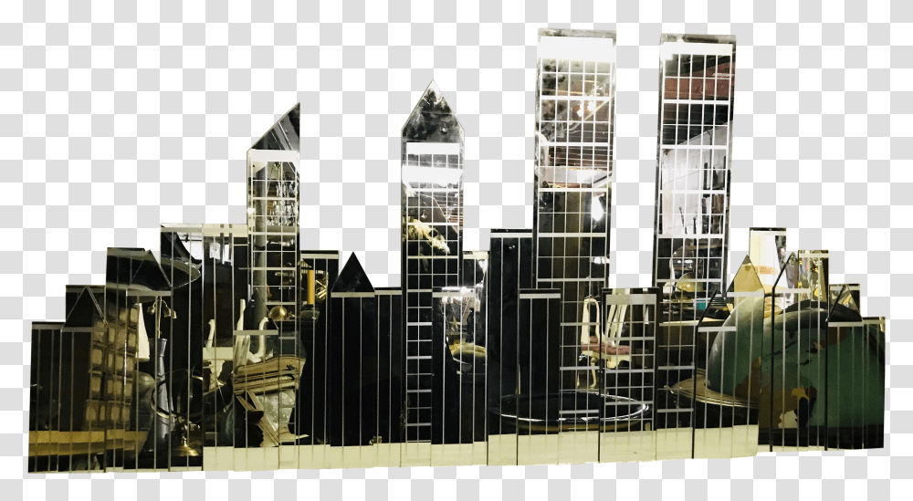 Mid Century Modern Mirror Of New York City Skyline With Twin Towers Commercial Building Transparent Png