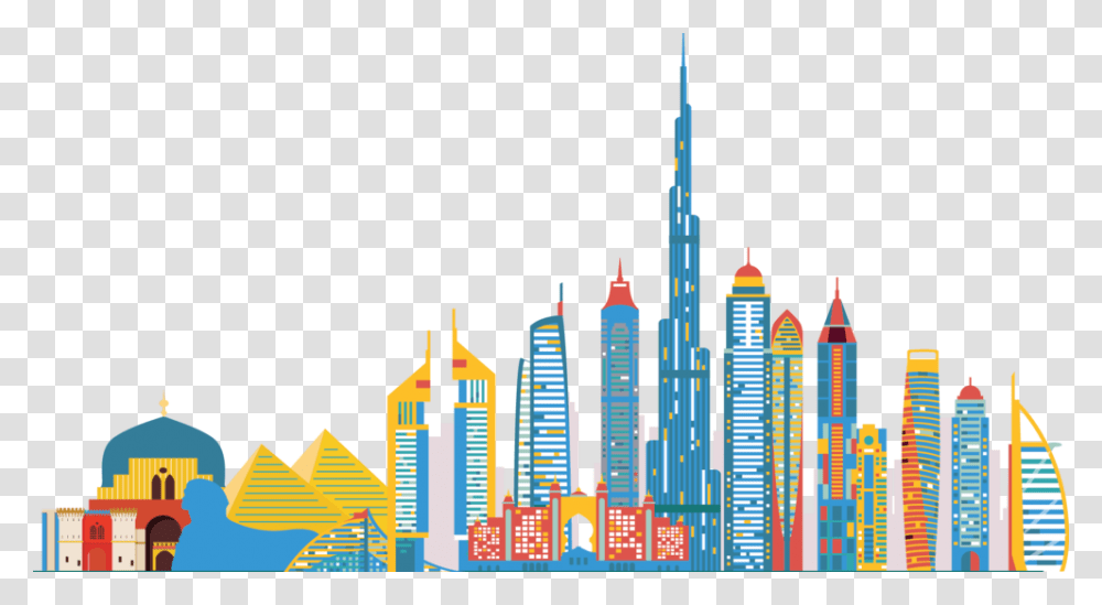 Middle East Skyline Illustration, City, Urban, Building, High Rise Transparent Png