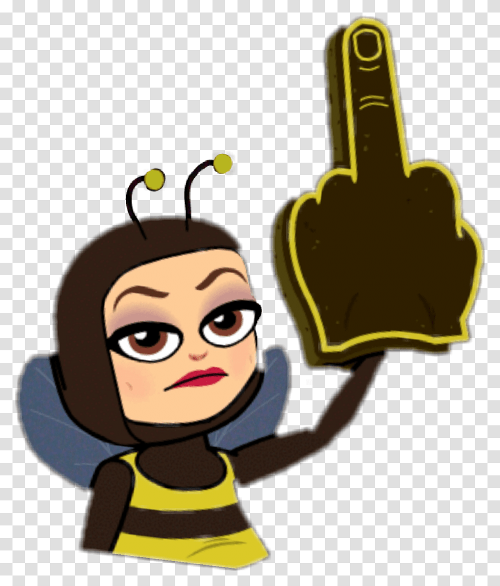 Middlefinger Bitmoji Idgaf Bee Emoji, Person, Human, Apparel Transparent Png