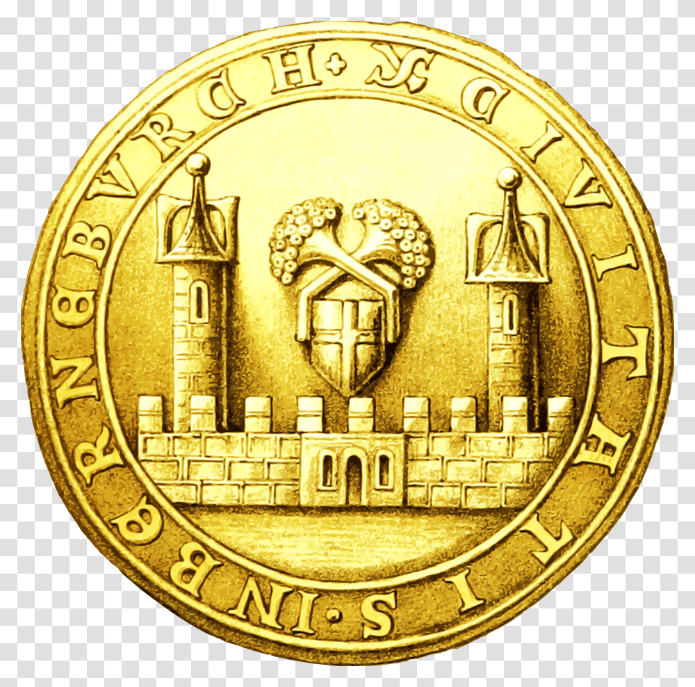 Midevil Clipart Medieval Gold Coin, Clock Tower, Architecture, Building, Money Transparent Png