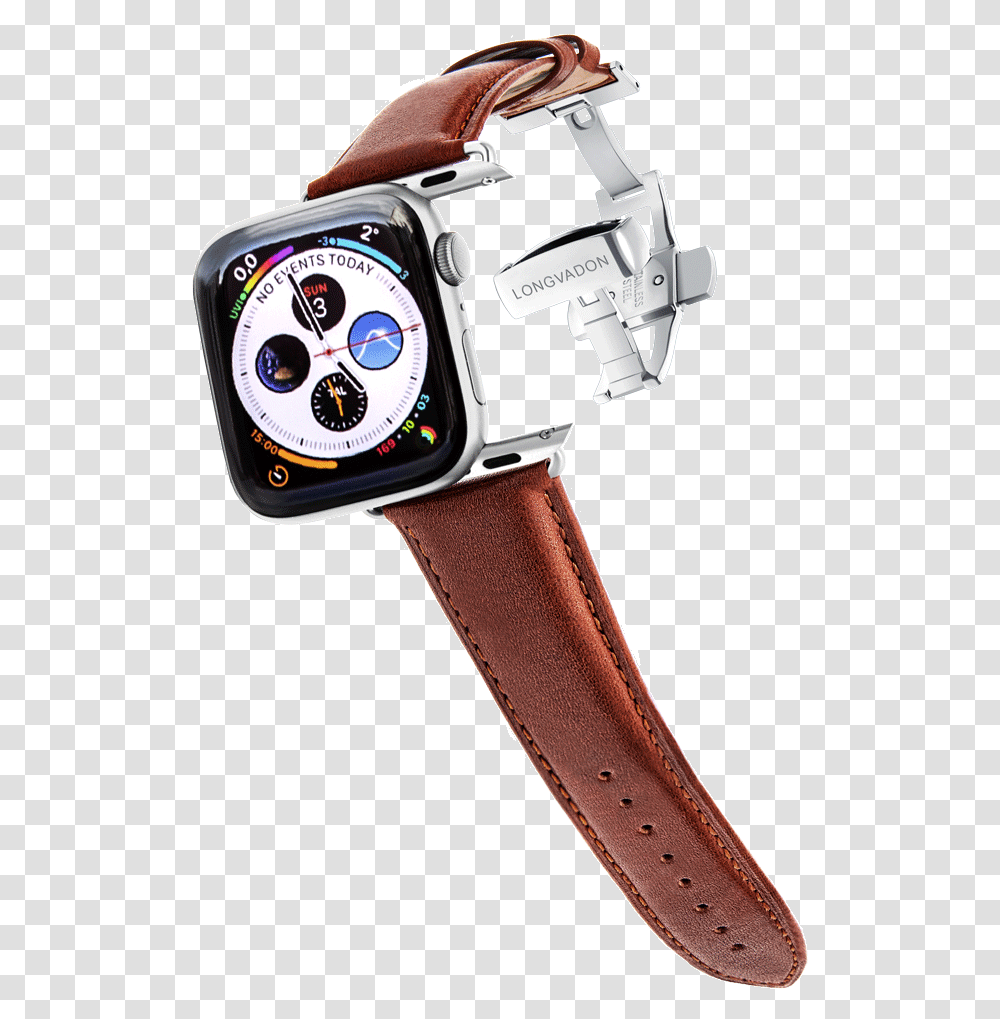 Midnight Black Leather Apple Watch Band Apple Watch Bands Blue Leather, Wristwatch, Digital Watch Transparent Png