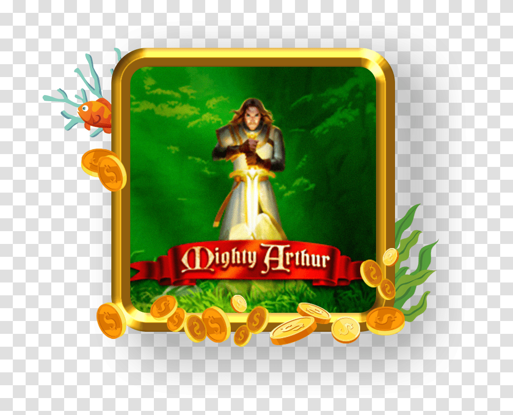 Mighty Arthur Fisharcades Games Fish Hunter Logo, Person, Meal, Plant, Outdoors Transparent Png