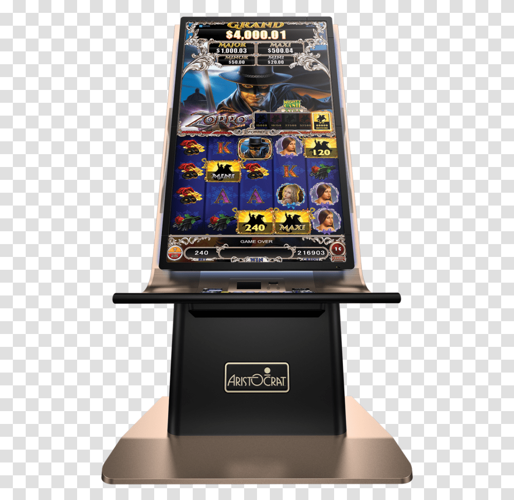 Mighty Cash Zorro Slot Machine, Person, Human, Gambling, Game Transparent Png