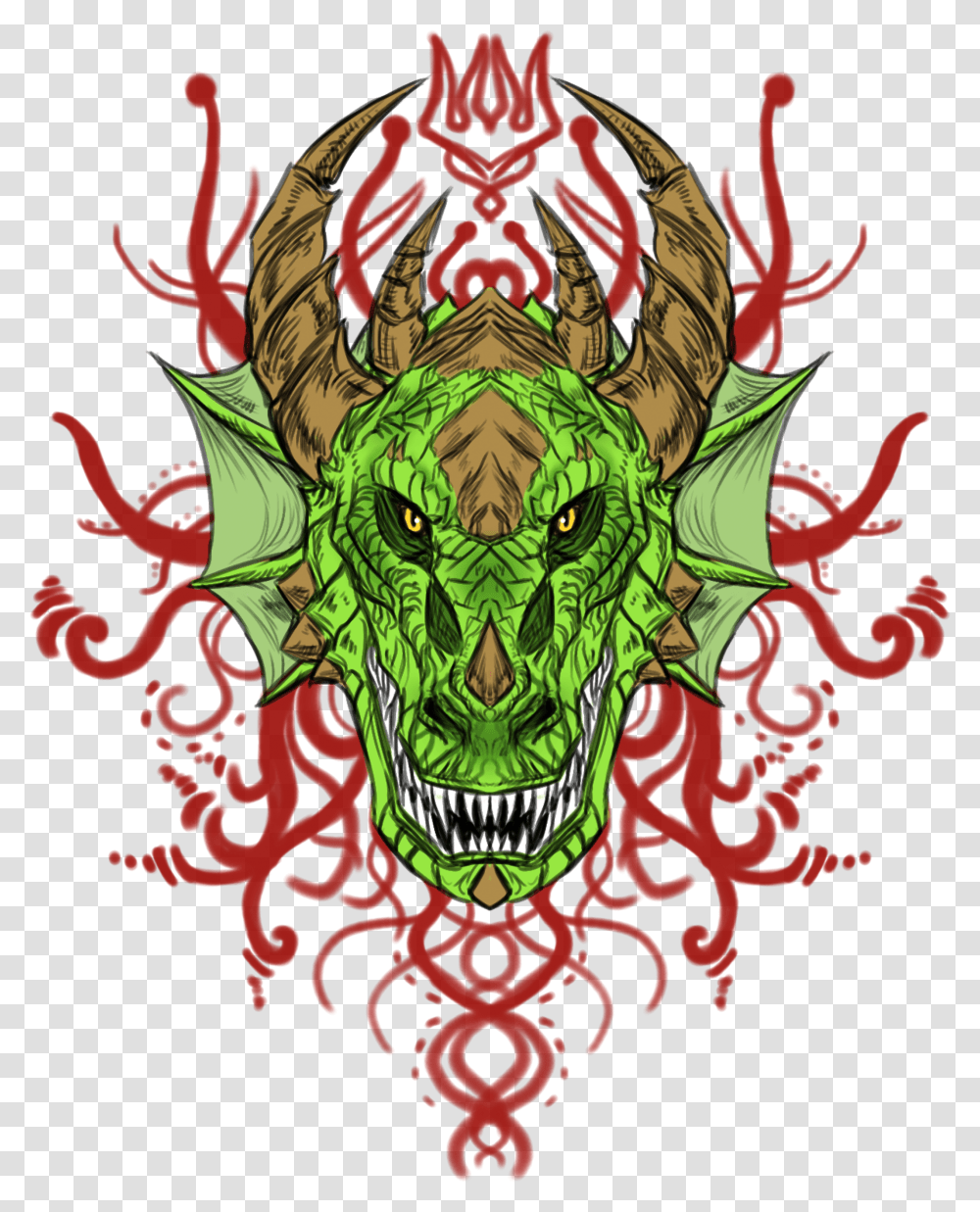Mighty Green Dragon Head - Weasyl Illustration, Emblem, Symbol, Logo, Trademark Transparent Png