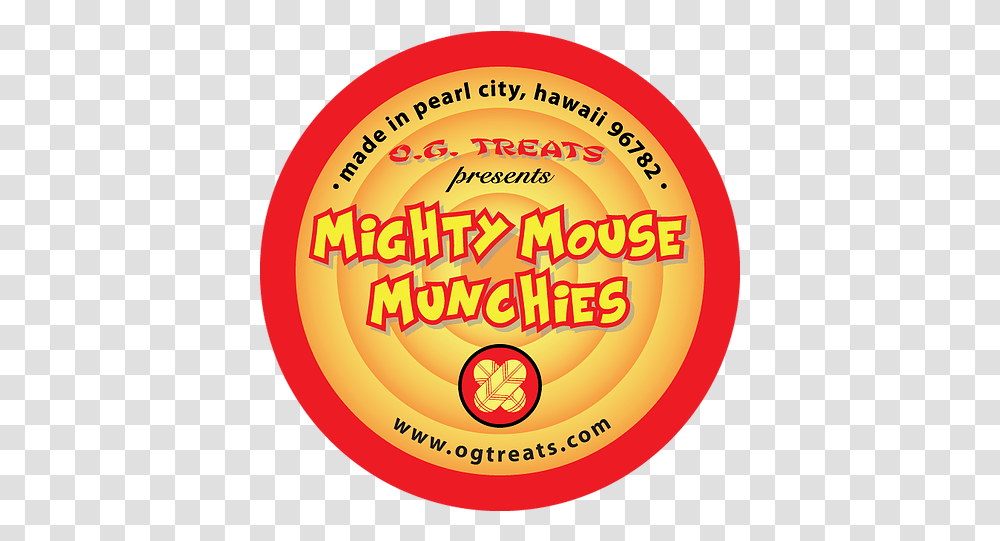 Mighty Mouse Munchies Circle, Label, Text, Word, Food Transparent Png