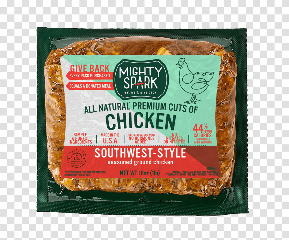 Mighty Spark Ground Chicken, Food, Bread, Plant, Pastry Transparent Png