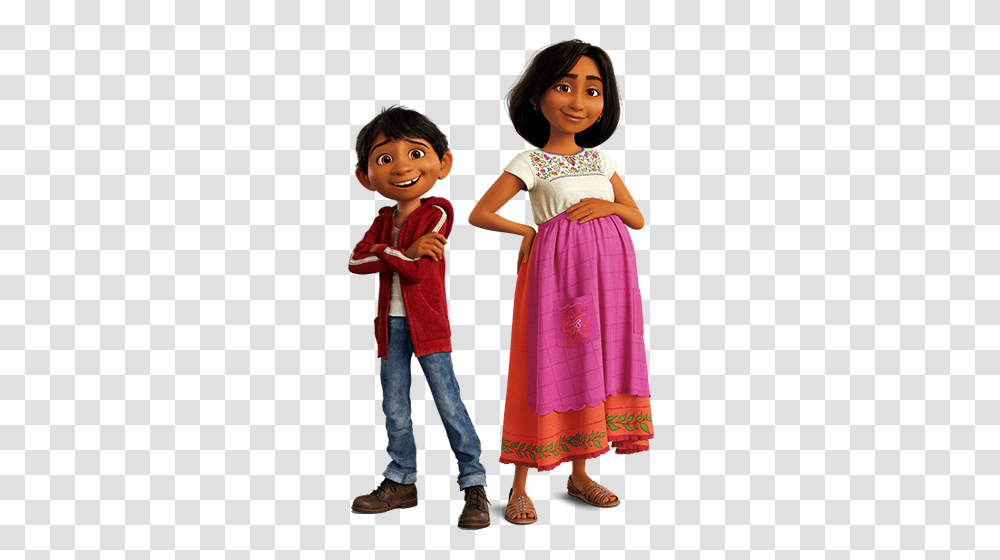 Miguel Rivera And His Mother Luisa From Coco Coco, Person, Skirt, Female Transparent Png