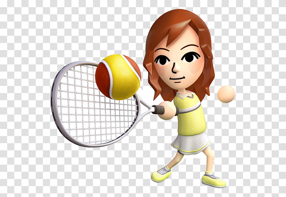 Mii Playing Tennis Wii Sports Club Tennis, Person, Human, Racket, Sphere Transparent Png