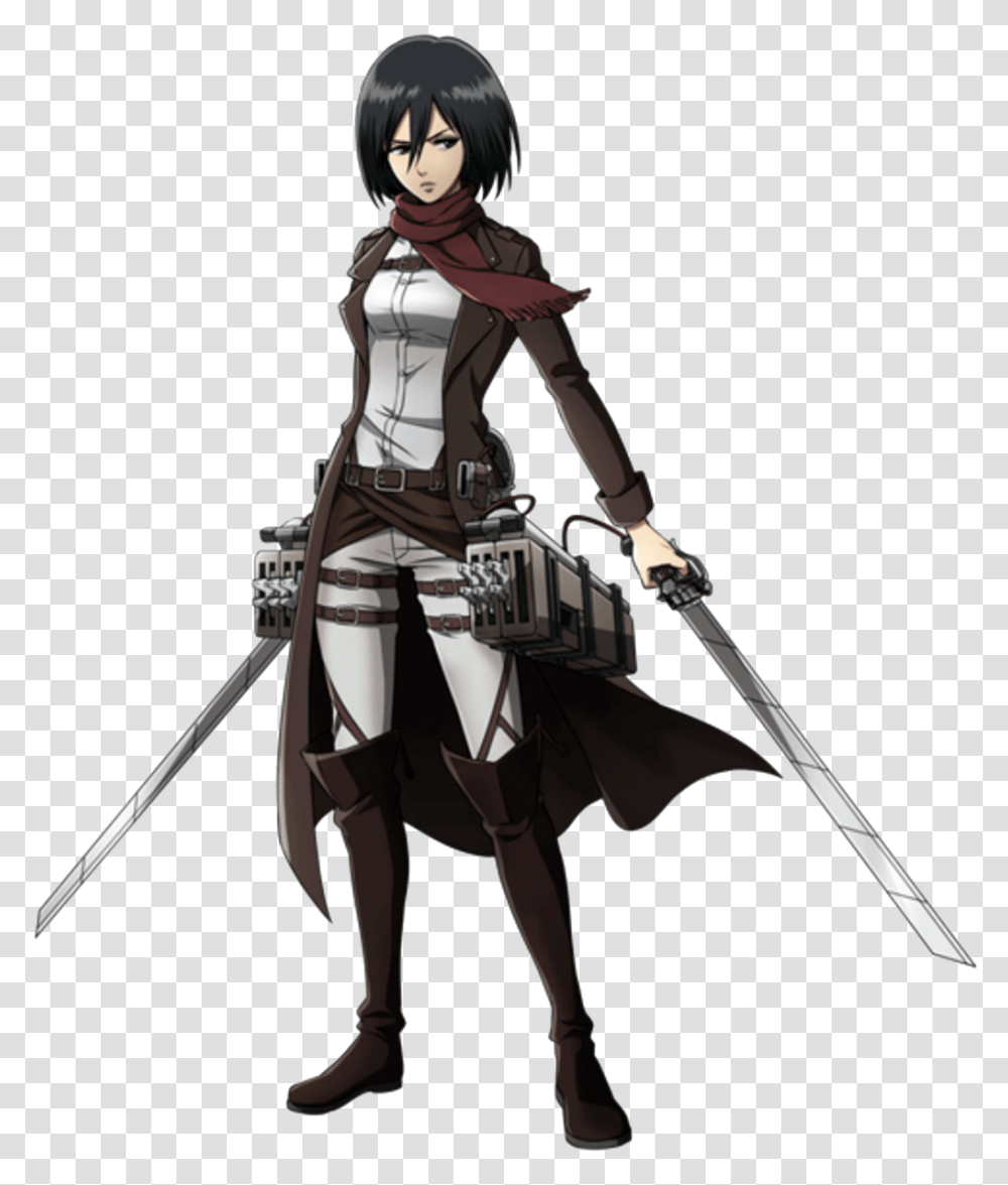 Mikasa Ackerman From Attack On Titan Anime Design Scarf, Person, Human, Knight, Samurai Transparent Png