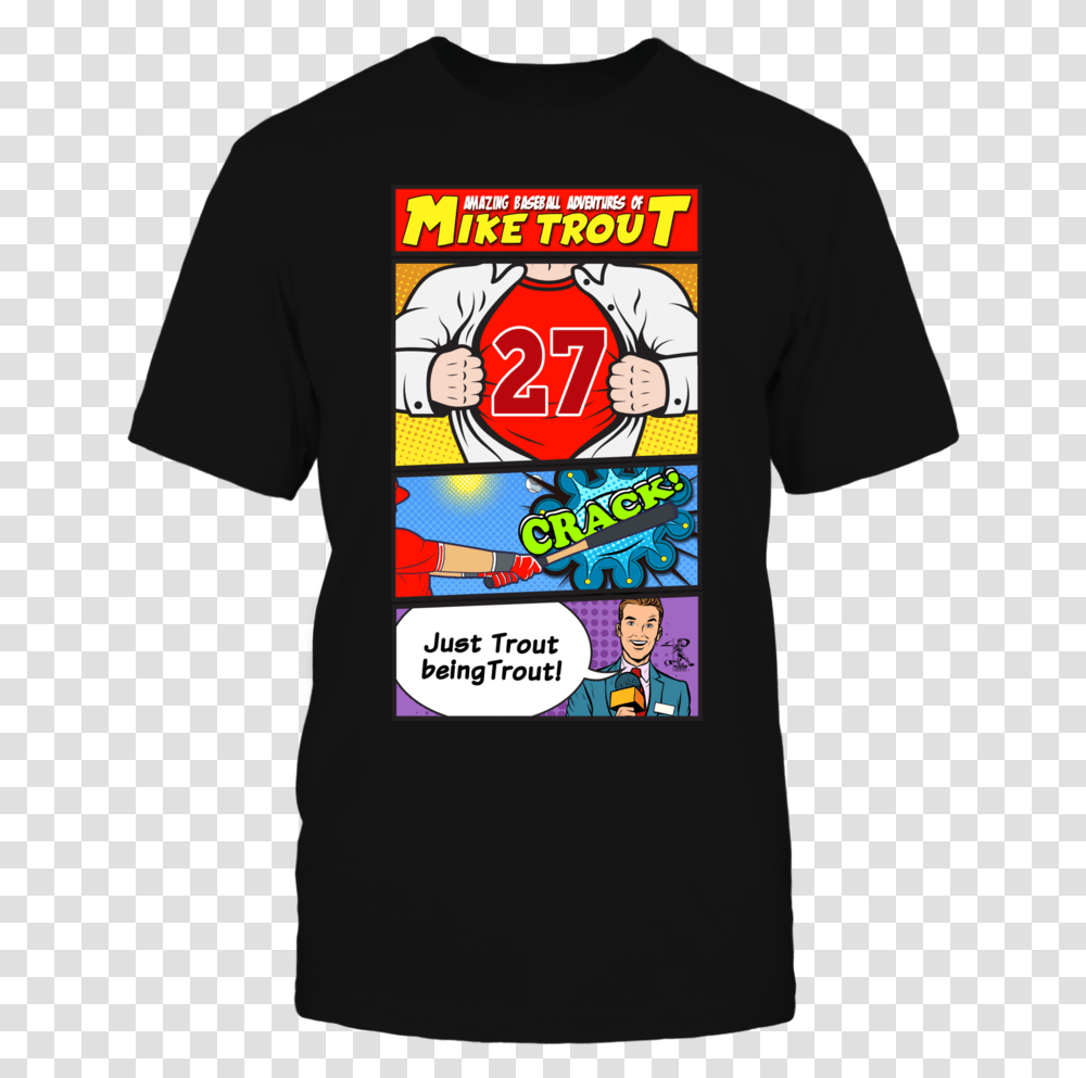 Mike Trout Super Hero Comic Strip Pop Art Dallas Cowboys Fathers Day Gifts, Apparel, T-Shirt, Person Transparent Png