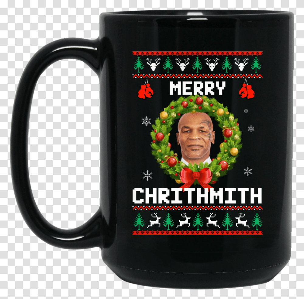 Mike Tyson Merry Chritmith Mug Christmas Jumper, Jug, Coffee Cup, Stein, Person Transparent Png