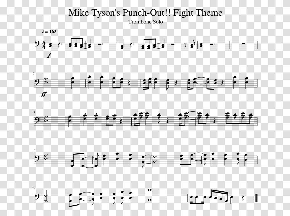 Mike Tyson S Punch Out Fight Theme Havana Sheet Music Trumpet, Gray, World Of Warcraft Transparent Png