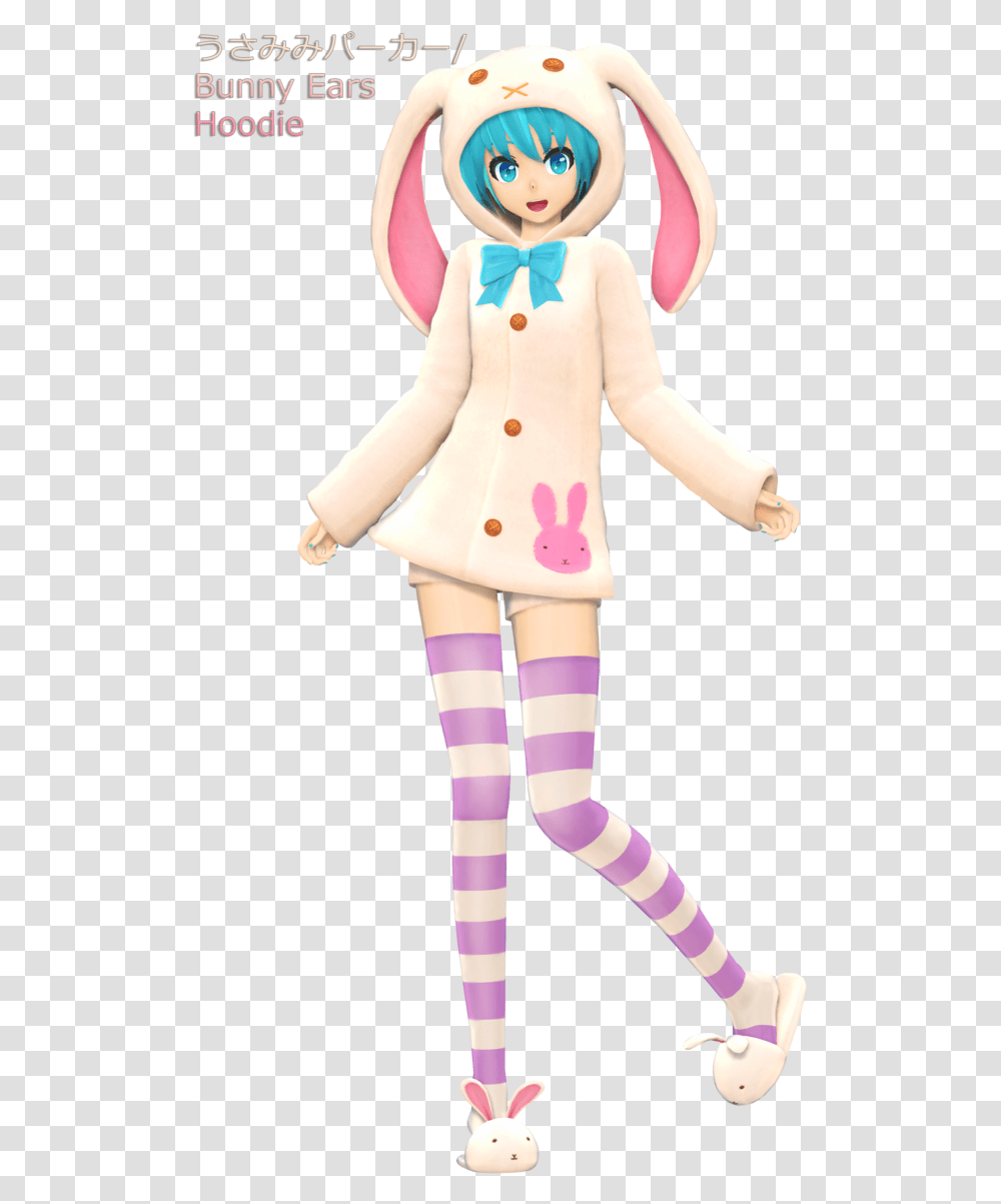 Miku Bunny Ears Hoodie, Doll, Toy, Person, Human Transparent Png