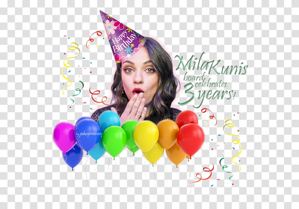 Mila Kunis Board Celebrates 3 Years On Fanforum Confetti, Apparel, Party Hat, Person Transparent Png