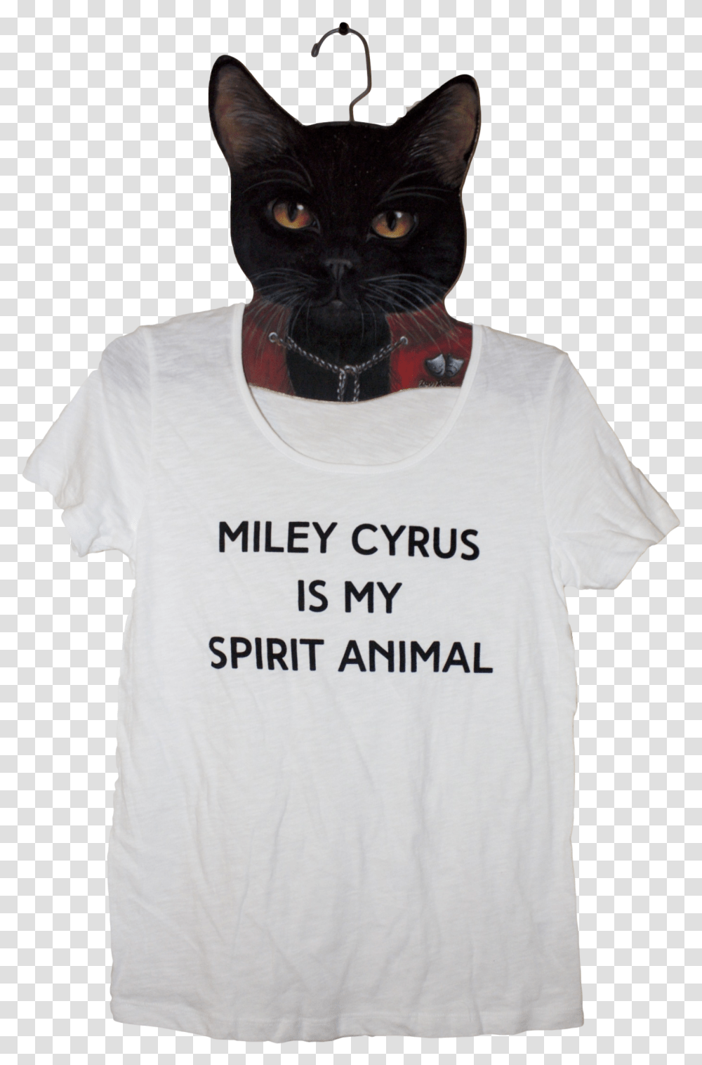 Miley Cyrus Is My Spirit Animal Sold By Vampp Black Cat, Clothing, Apparel, T-Shirt, Person Transparent Png