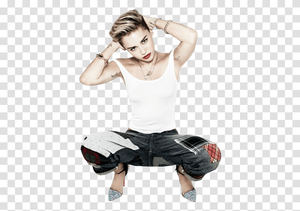 Miley Cyrus Kneeling Down Miley Cyrus, Person, Female, Finger Transparent Png