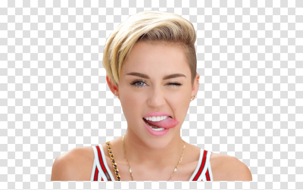 Miley Cyrus Wink Tongue Drawing Miley Cyrus Wink Tongue, Face, Person, Female, Accessories Transparent Png