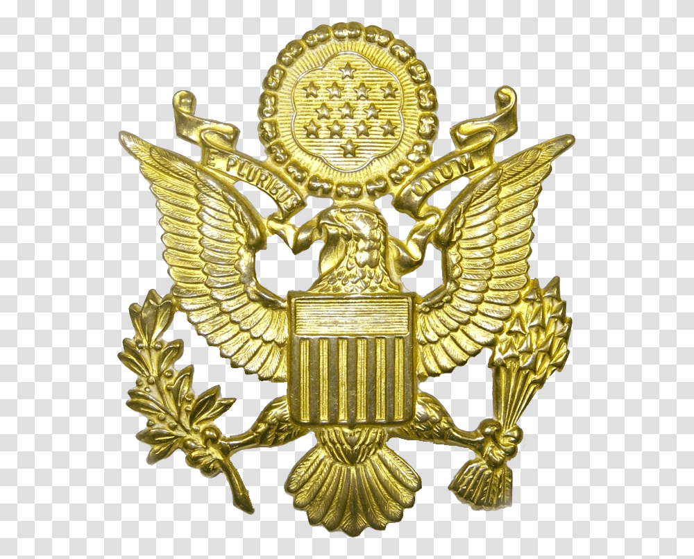 Military American Eagle American Eagle Military Badge, Logo, Trademark, Gold Transparent Png
