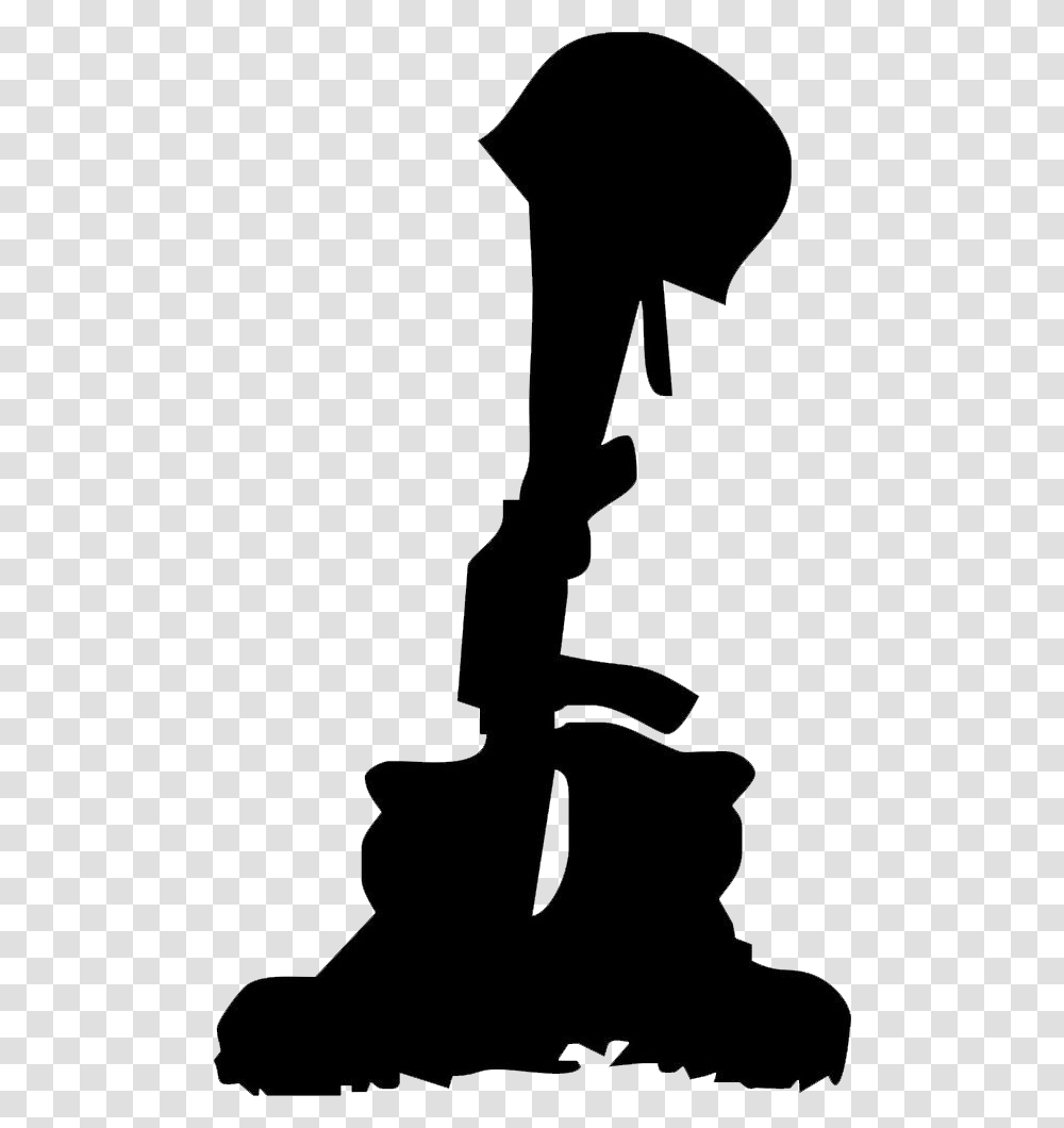 Military Boots With Rifle Fallen Soldier Silhouette, Kneeling, Musician, Musical Instrument, Leisure Activities Transparent Png