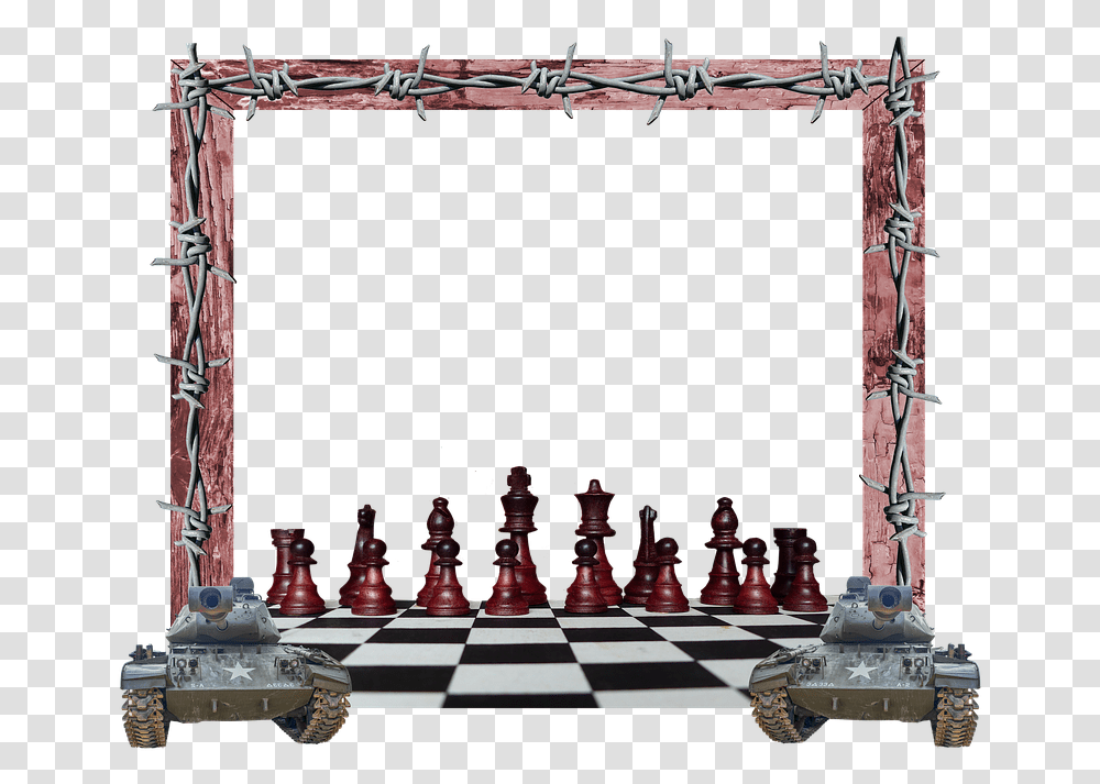 Military Chess Tanks Frame Barb Wire Wood Frame, Game, Construction Crane, Pillar, Architecture Transparent Png