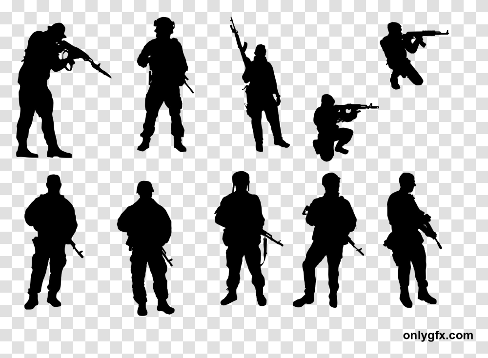 Military Images Soldier Silhouette, Person, People, Poster, Crowd Transparent Png