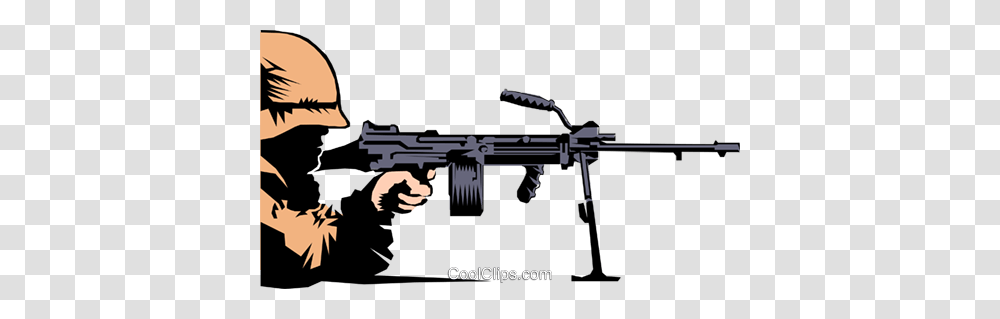 Military Man Royalty Free Vector Clip Art Illustration, Gun, Weapon, Weaponry, Machine Gun Transparent Png
