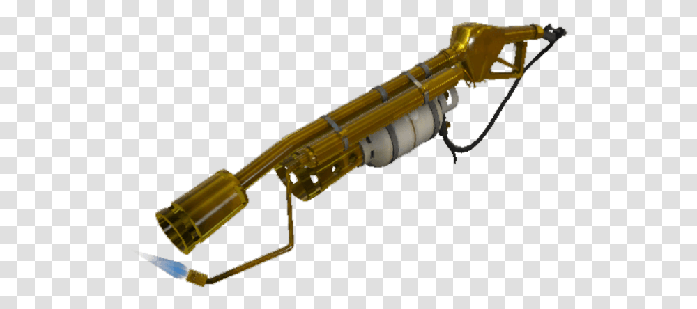 Military Team Fortress 2 Australium Flamethrower, Gun, Weapon, Weaponry, Musical Instrument Transparent Png